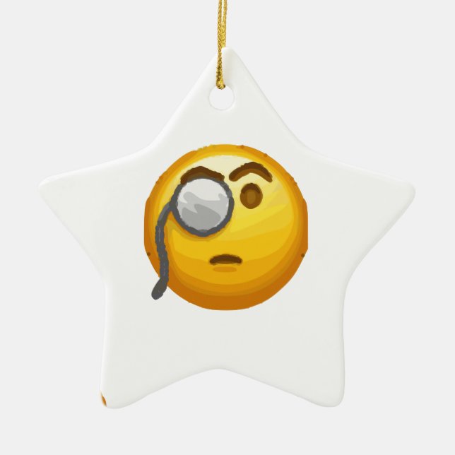 Ornamento De Cerâmica monóculo emoji (Frente)