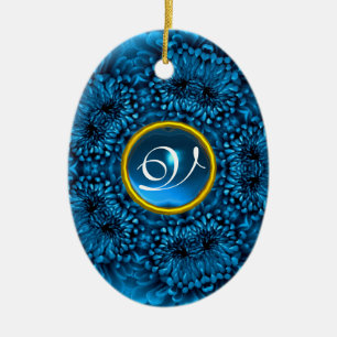 ORNAMENTO DE CERÂMICA MONOGRAMA AZUL DA SAFIRA DA DÁLIA