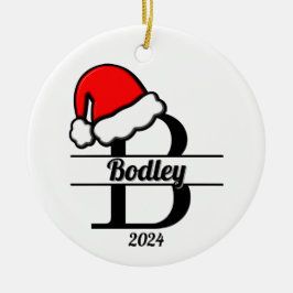 Ornamento De Cerâmica Monograma da família B | Lado Duplo