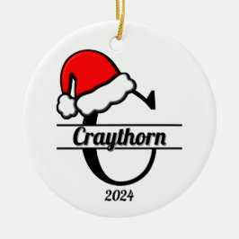 Ornamento De Cerâmica Monograma da família C | Lado Duplo