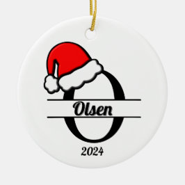 Ornamento De Cerâmica Monograma da família O | Lado Duplo