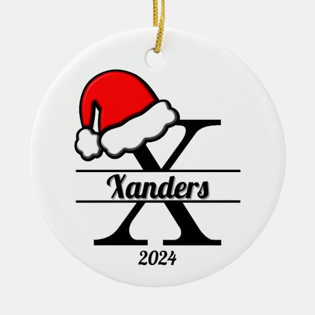 Ornamento De Cerâmica Monograma da família X | Lado Duplo (Frente)