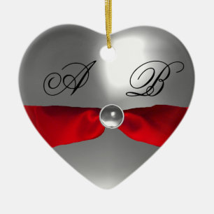 ORNAMENTO DE CERÂMICA MONOGRAMA DA PEDRA DE FERRO VERMELHO BRANCO