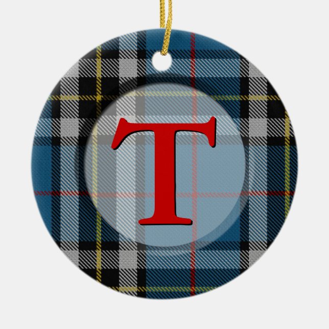 Ornamento De Cerâmica Monograma da xadrez/ornamento da foto (Frente)