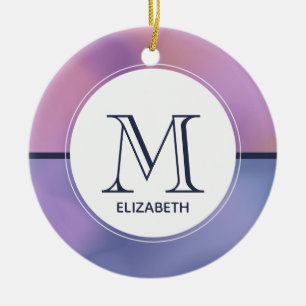 Ornamento De Cerâmica Monograma de Abstrato Roxo e Rosa Modernos