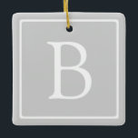 Ornamento De Cerâmica Monograma de Cinzas leves simples<br><div class="desc">Obrigado pela sua compra!</div>