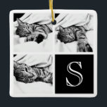 Ornamento De Cerâmica Monograma de Colagem de Fotos do Instagrama Preto<br><div class="desc">Deseja mostrar a sua melhor foto do Instagram de forma permanente? Crie o presente perfeito com uma colagem fotográfica de seus melhores fotos simplesmente carregando do Instagram. Personalize as suas curvas com a sua versão inicial ou adicione um nome ou texto com a opção 'Clique para personalizar mais'. Este design...</div>