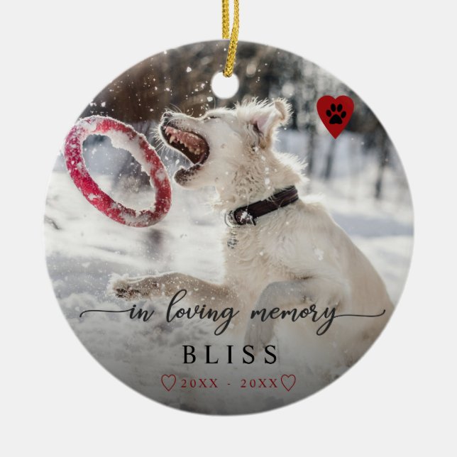 Ornamento De Cerâmica Monograma de Impressão de Foto Pet Pet de Memória  (Frente)