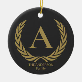 Ornamento De Cerâmica Monograma de ouro elegante