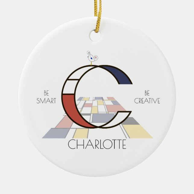 Ornamento De Cerâmica Monograma do Estilo de Arte Moderna. С Carta (Frente)