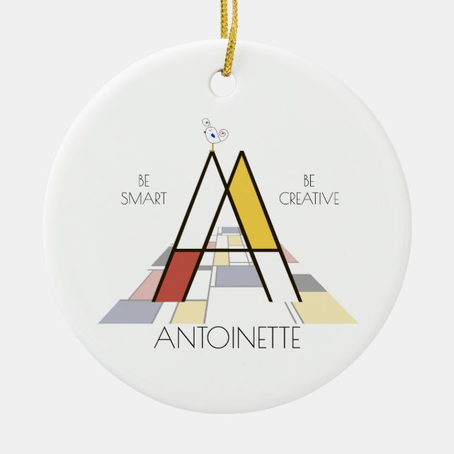 Ornamento De Cerâmica Monograma do Estilo de Arte Moderna. Letra A (Frente)