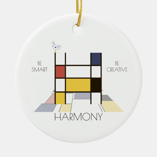 Ornamento De Cerâmica Monograma do Estilo de Arte Moderna. Letra H (Frente)