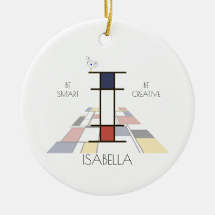 Ornamento De Cerâmica Monograma do Estilo de Arte Moderna. Letra I