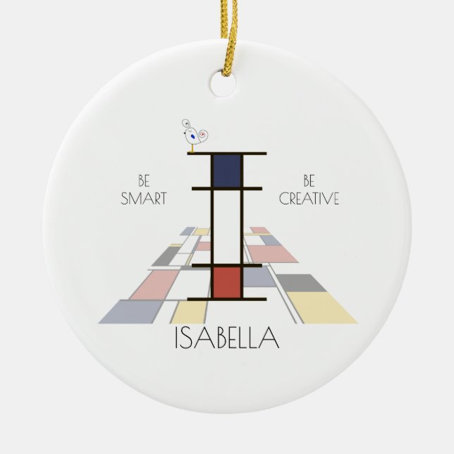 Ornamento De Cerâmica Monograma do Estilo de Arte Moderna. Letra I (Frente)