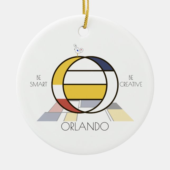 Ornamento De Cerâmica Monograma do Estilo de Arte Moderna. Letra O (Frente)