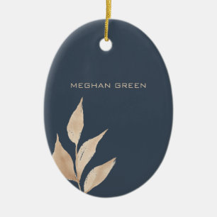 Ornamento De Cerâmica Monograma do formando azul-marinho minimalista Dou