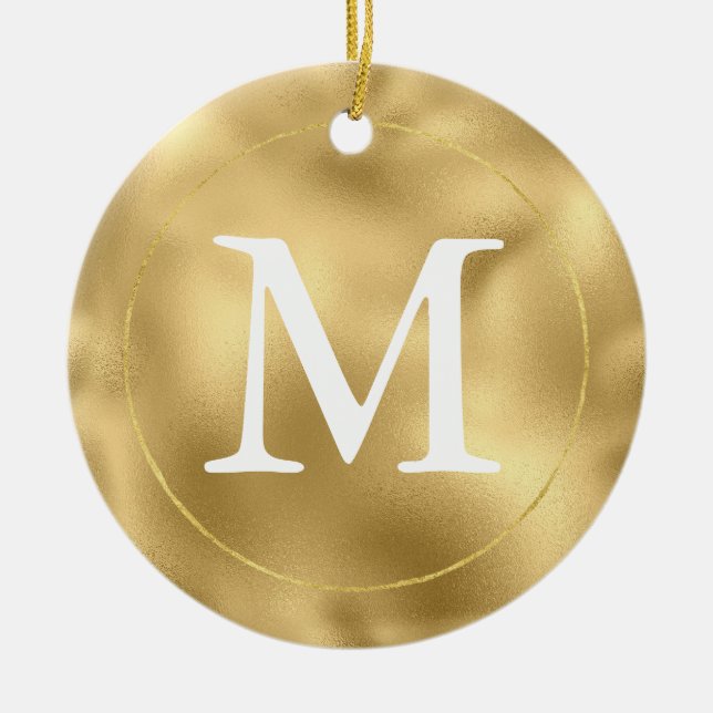 Ornamento De Cerâmica Monograma Dourado (Frente)
