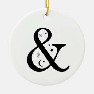 Ornamento De Cerâmica Monograma e Ampersand Celestial