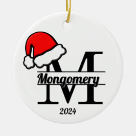 Ornamento De Cerâmica Monograma Familiar M | Lado Duplo