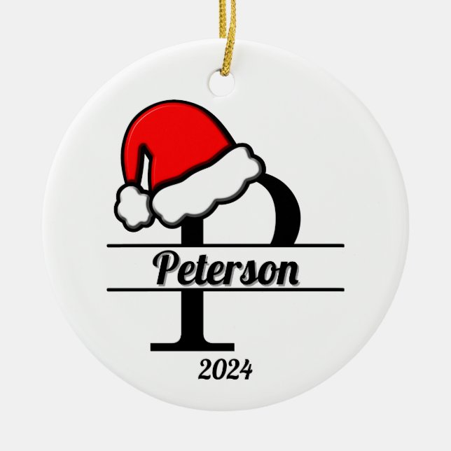 Ornamento De Cerâmica Monograma Familiar P | Lado Duplo (Frente)