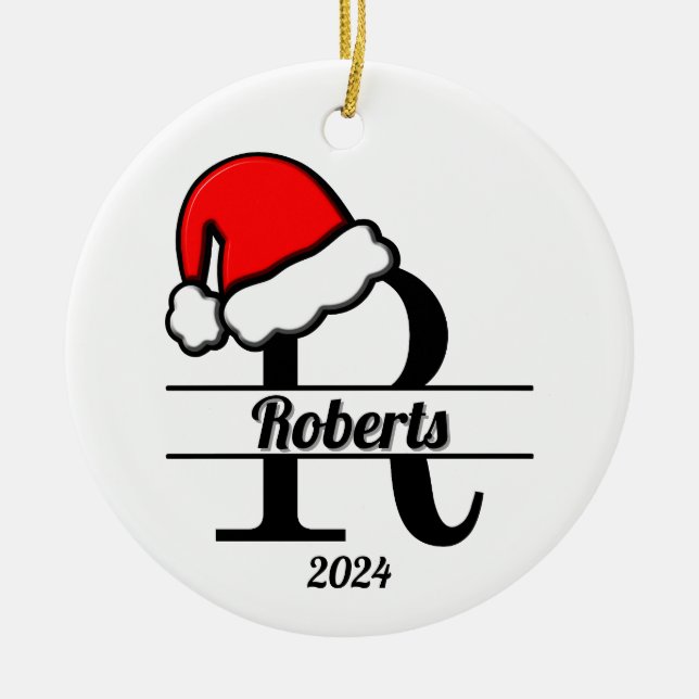 Ornamento De Cerâmica Monograma Familiar R | Lado Duplo (Frente)