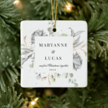 Monograma Floral de Prata Dramática Primeiro Natal