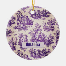 Monograma floral roxo de jouy