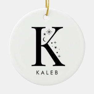 Ornamento De Cerâmica Monograma K Nome Celestial
