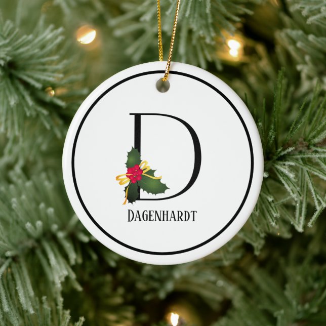 Ornamento De Cerâmica Monograma - Letra D - Natal Personalizado (Árvore)