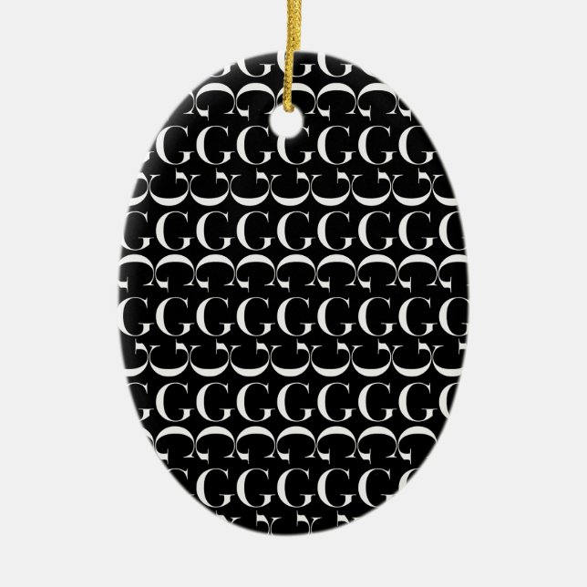 Ornamento De Cerâmica Monograma - Letra inicial G (Frente)