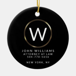 Ornamento De Cerâmica Monograma minimalista profissional de negócios