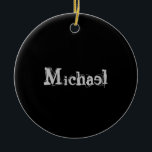 Ornamento De Cerâmica Monograma moderno minimalista - branco preto<br><div class="desc">Monograma moderno minimalista,  preto branco. Nome personalizável em uma cor preta.</div>