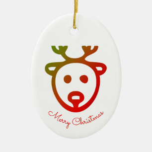 Ornamento De Cerâmica Monograma nome Reindeer ícone Feliz Natal