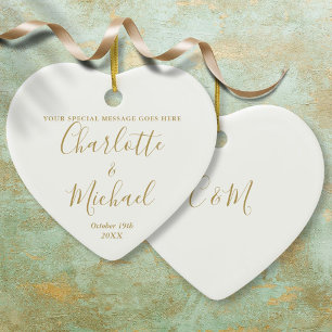 Ornamento De Cerâmica Monograma Personalizado de Casamento Aniversário D