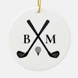 Ornamento De Cerâmica Monograma Personalizado de Golfe Clube de Golfe Cl