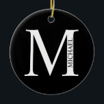 Ornamento De Cerâmica Monograma personalizado e denominação Cerâmica<br><div class="desc">O Design de Monograma e Nome Personalizado apresenta um monograma e um nome personalizados no estilo de fonte de serif clássico. Perfeito para casamento,  feriado,  reunião familiar e para quaisquer ocasiões especiais.</div>