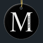 Ornamento De Cerâmica Monograma personalizado e denominação Cerâmica<br><div class="desc">O Design de Monograma e Nome Personalizado apresenta um monograma e um nome personalizados no estilo de fonte de serif clássico. Perfeito para casamento,  feriado,  reunião familiar e para quaisquer ocasiões especiais.</div>