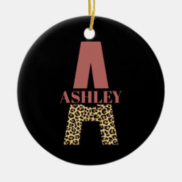 Ornamento De Cerâmica Monograma Personalizado Uma Impressão Colar Rosa