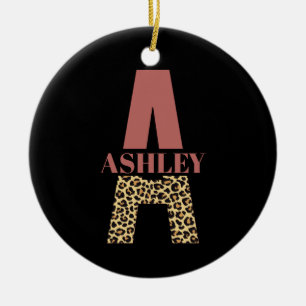 Ornamento De Cerâmica Monograma Personalizado Uma Impressão Colar Rosa