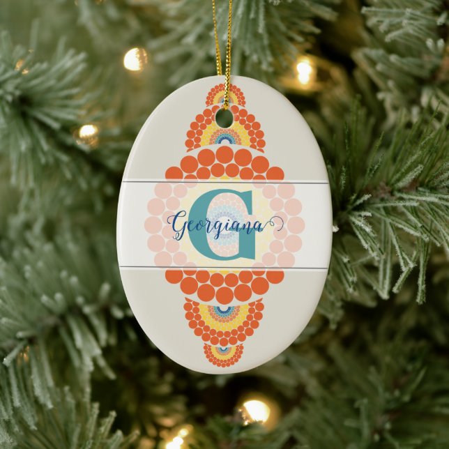 Ornamento De Cerâmica Monograma Radiante Egeu Verão Mandala Ornamental (Árvore)