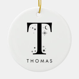 Ornamento De Cerâmica Monograma T Nome Celestial