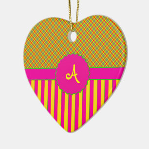 Ornamento De Cerâmica Monograma Tartan ORNAMENT, Tutti Frutti Amarelo