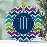 Ornamento De Cerâmica Monogramas personalizados de padrão de comparação<br><div class="desc">Um design popular com cores modernas de outono e uma área para adicionar seu monograma ou nome. Cores de tendências e padrões para o seu telefone celular. Se precisar ajustar os monogramas,  clique no botão personalizar e faça alterações.</div>