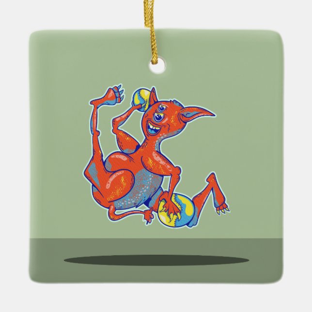 Ornamento De Cerâmica Monstro do Dodgeball (Frente)