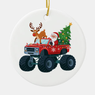 Ornamento De Cerâmica Monstro do Papai Noel Caminhão Rena Árvore de Nata