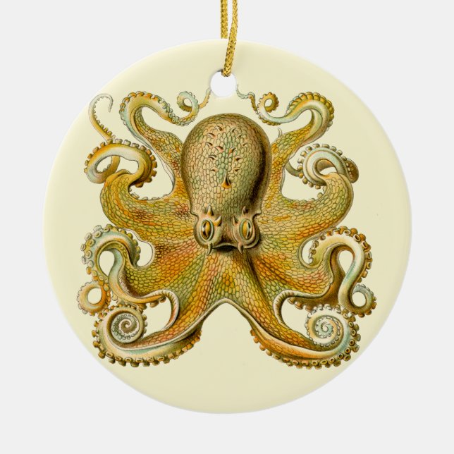 Ornamento De Cerâmica Monstro marinho de ilustração antiga de polvo (Frente)
