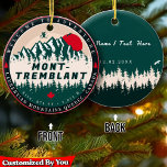 Ornamento De Cerâmica Mont Tremblant Quebec, Montanhas Laurentian Canadá<br><div class="desc">Mont-Tremblant Quebec, Canadá. Este design Vintage faz um excelente de Natal ou presente de aniversário para fãs de cidades canadenses. O design de colheita retrô é um presente perfeito para acampar, e amantes da natureza. 1 - Você pode facilmente alterar ou excluir o texto e modificá-lo conforme desejar. clicando em...</div>