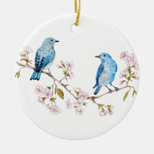 Ornamento De Cerâmica Montanha Bluebird na Seção Sakura