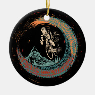 Ornamento De Cerâmica Montanha Descida MTB Vintage Mountain Biker
