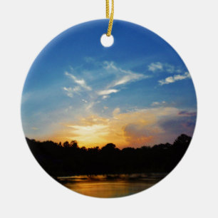 Ornamento De Cerâmica Montanha lago Sunset